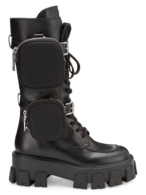 prada combat boots.|prada black chunky combat boots.